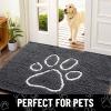 imageSmiry 2 Piece Dog Door Mat for Muddy Paws Absorbent Dirt Trapper Non Slip Quick Dry Washable Chenille Mat for Mud Dogs Entry Rug for Indoor and Outdoor 30x20 Inches BrownDark Grey