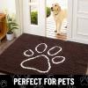 imageSmiry 2 Piece Dog Door Mat for Muddy Paws Absorbent Dirt Trapper Non Slip Quick Dry Washable Chenille Mat for Mud Dogs Entry Rug for Indoor and Outdoor 30x20 Inches BrownBrown