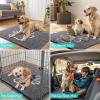 imageSmiry 2 Piece Dog Door Mat for Muddy Paws Absorbent Dirt Trapper Non Slip Quick Dry Washable Chenille Mat for Mud Dogs Entry Rug for Indoor and Outdoor 30x20 Inches BrownDark Grey