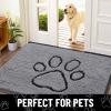 imageSmiry 2 Piece Dog Door Mat for Muddy Paws Absorbent Dirt Trapper Non Slip Quick Dry Washable Chenille Mat for Mud Dogs Entry Rug for Indoor and Outdoor 30x20 Inches BrownGrey