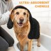 imageSmiry Chenille Dog Drying Towel Extra Absorbent Bath Towel for Mud Dogs Ultra Soft Quick Dry Pet Wash Mitt for Bathing Grooming and PostWalk Cleaning 31x13 Inches GreyBlack