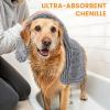 imageSmiry Chenille Dog Drying Towel Extra Absorbent Bath Towel for Mud Dogs Ultra Soft Quick Dry Pet Wash Mitt for Bathing Grooming and PostWalk Cleaning 31x13 Inches GreyGrey