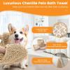 imageSmiry Chenille Dog Drying Towel Extra Absorbent Bath Towel for Mud Dogs Ultra Soft Quick Dry Pet Wash Mitt for Bathing Grooming and PostWalk Cleaning 31x13 Inches GreyBeige
