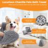 imageSmiry Chenille Dog Drying Towel Extra Absorbent Bath Towel for Mud Dogs Ultra Soft Quick Dry Pet Wash Mitt for Bathing Grooming and PostWalk Cleaning 31x13 Inches GreyGrey