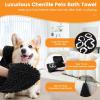 imageSmiry Chenille Dog Drying Towel Extra Absorbent Bath Towel for Mud Dogs Ultra Soft Quick Dry Pet Wash Mitt for Bathing Grooming and PostWalk Cleaning 31x13 Inches GreyBlack