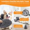 imageSmiry Chenille Dog Drying Towel Extra Absorbent Bath Towel for Mud Dogs Ultra Soft Quick Dry Pet Wash Mitt for Bathing Grooming and PostWalk Cleaning 31x13 Inches GreyDark Grey