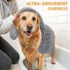 imageSmiry Chenille Dog Drying Towel Extra Absorbent Bath Towel for Mud Dogs Ultra Soft Quick Dry Pet Wash Mitt for Bathing Grooming and PostWalk Cleaning 31x13 Inches GreyGrey