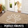 imageSmiry Half Circle Dog Door Mat for Muddy Paws Absorbent Dirt Trapper Non Slip Quick Dry Washable Chenille Mat for Mud Dogs Entry Rug for Indoor and Outdoor 30x20 Inches GreyBeige