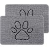 imageSmiry 2 Piece Dog Door Mat for Muddy Paws Absorbent Dirt Trapper Non Slip Quick Dry Washable Chenille Mat for Mud Dogs Entry Rug for Indoor and Outdoor 30x20 Inches BrownGrey