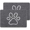 imageSmiry 2 Piece Dog Door Mat for Muddy Paws Absorbent Dirt Trapper Non Slip Quick Dry Washable Chenille Mat for Mud Dogs Entry Rug for Indoor and Outdoor 30x20 Inches BrownDark Grey