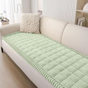 imageSmiry Couch Cover for Dogs Washable Non Slip Fuzzy Pet Couch Covers for 3 Cushion Sofa Pet Friendly Thick Soft Sofa Slipcovers Cushion Protector Dark Grey 276quot x 59quotGreen