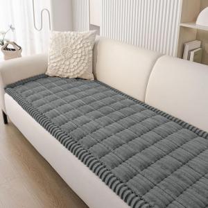 imageSmiry Couch Cover for Dogs Washable Non Slip Fuzzy Pet Couch Covers for 3 Cushion Sofa Pet Friendly Thick Soft Sofa Slipcovers Cushion Protector Dark Grey 276quot x 59quotDark Grey