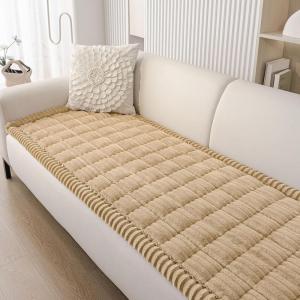 imageSmiry Couch Cover for Dogs Washable Non Slip Fuzzy Pet Couch Covers for 3 Cushion Sofa Pet Friendly Thick Soft Sofa Slipcovers Cushion Protector Dark Grey 276quot x 59quotCamel