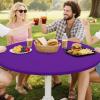 imageSmiry Round Spandex Tablecloth Elastic Fitted Washable Tablecloths for 36quot44quot Tables Waterpoof Stretch Picnic Table Cover for Dining Indoor and Outdoor BeigePurple