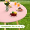 imageSmiry Round Spandex Tablecloth Elastic Fitted Washable Tablecloths for 36quot44quot Tables Waterpoof Stretch Picnic Table Cover for Dining Indoor and Outdoor BeigePink