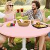 imageSmiry Round Spandex Tablecloth Elastic Fitted Washable Tablecloths for 36quot44quot Tables Waterpoof Stretch Picnic Table Cover for Dining Indoor and Outdoor BeigePink