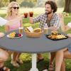 imageSmiry Round Spandex Tablecloth Elastic Fitted Washable Tablecloths for 36quot44quot Tables Waterpoof Stretch Picnic Table Cover for Dining Indoor and Outdoor BeigeGrey