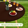 imageSmiry Round Spandex Tablecloth Elastic Fitted Washable Tablecloths for 36quot44quot Tables Waterpoof Stretch Picnic Table Cover for Dining Indoor and Outdoor BeigeCoffee