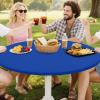 imageSmiry Round Spandex Tablecloth Elastic Fitted Washable Tablecloths for 36quot44quot Tables Waterpoof Stretch Picnic Table Cover for Dining Indoor and Outdoor BeigeBlue