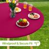 imageSmiry Round Spandex Tablecloth Elastic Fitted Washable Tablecloths for 36quot44quot Tables Waterpoof Stretch Picnic Table Cover for Dining Indoor and Outdoor BeigeFuchsia
