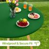 imageSmiry Round Spandex Tablecloth Elastic Fitted Washable Tablecloths for 36quot44quot Tables Waterpoof Stretch Picnic Table Cover for Dining Indoor and Outdoor BeigeEmerald Green