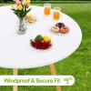 imageSmiry Round Spandex Tablecloth Elastic Fitted Washable Tablecloths for 36quot44quot Tables Waterpoof Stretch Picnic Table Cover for Dining Indoor and Outdoor BeigeWhite