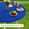 imageSmiry Round Spandex Tablecloth Elastic Fitted Washable Tablecloths for 36quot44quot Tables Waterpoof Stretch Picnic Table Cover for Dining Indoor and Outdoor BeigeBlue