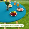 imageSmiry Round Spandex Tablecloth Elastic Fitted Washable Tablecloths for 36quot44quot Tables Waterpoof Stretch Picnic Table Cover for Dining Indoor and Outdoor BeigeTurquoise