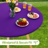 imageSmiry Round Spandex Tablecloth Elastic Fitted Washable Tablecloths for 36quot44quot Tables Waterpoof Stretch Picnic Table Cover for Dining Indoor and Outdoor BeigePurple