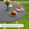 imageSmiry Round Spandex Tablecloth Elastic Fitted Washable Tablecloths for 36quot44quot Tables Waterpoof Stretch Picnic Table Cover for Dining Indoor and Outdoor BeigeGrey