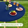 imageSmiry Round Spandex Tablecloth Elastic Fitted Washable Tablecloths for 36quot44quot Tables Waterpoof Stretch Picnic Table Cover for Dining Indoor and Outdoor BeigeNavy
