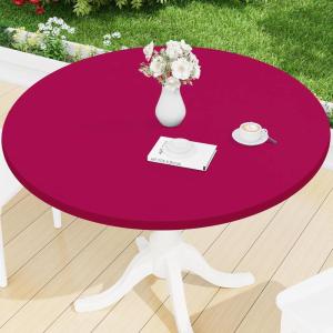 imageSmiry Round Spandex Tablecloth Elastic Fitted Washable Tablecloths for 36quot44quot Tables Waterpoof Stretch Picnic Table Cover for Dining Indoor and Outdoor BeigeFuchsia