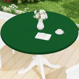 imageSmiry Round Spandex Tablecloth Elastic Fitted Washable Tablecloths for 36quot44quot Tables Waterpoof Stretch Picnic Table Cover for Dining Indoor and Outdoor BeigeEmerald Green