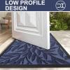 imageSmiry Front Door Mat Indoor Outdoor Entrance Heavy Duty Natural Rubber Trap Dirt and Moisture NonSlip Doormats Low Profile Easy Clean Patio Porch Entryway Mat 295x17 Ocean BlueNavy