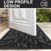 imageSmiry Front Door Mat Indoor Outdoor Entrance Heavy Duty Natural Rubber Trap Dirt and Moisture NonSlip Doormats Low Profile Easy Clean Patio Porch Entryway Mat 295x17 Ocean BlueBlack