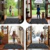 imageSmiry Front Door Mat Indoor Outdoor Entrance Heavy Duty Natural Rubber Trap Dirt and Moisture NonSlip Doormats Low Profile Easy Clean Patio Porch Entryway Mat 295x17 Ocean BlueGrey
