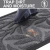 imageSmiry Front Door Mat Indoor Outdoor Entrance Heavy Duty Natural Rubber Trap Dirt and Moisture NonSlip Doormats Low Profile Easy Clean Patio Porch Entryway Mat 295x17 Ocean BlueSilver Grey