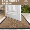 imageSmiry Front Door Mat Indoor Outdoor Entrance Heavy Duty Natural Rubber Trap Dirt and Moisture NonSlip Doormats Low Profile Easy Clean Patio Porch Entryway Mat 295x17 Ocean BlueCoffee