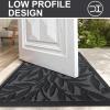 imageSmiry Front Door Mat Indoor Outdoor Entrance Heavy Duty Natural Rubber Trap Dirt and Moisture NonSlip Doormats Low Profile Easy Clean Patio Porch Entryway Mat 295x17 Ocean BlueGrey