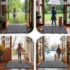 imageSmiry Front Door Mat Indoor Outdoor Entrance Heavy Duty Natural Rubber Trap Dirt and Moisture NonSlip Doormats Low Profile Easy Clean Patio Porch Entryway Mat 295x17 Ocean BlueSilver Grey