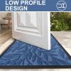 imageSmiry Front Door Mat Indoor Outdoor Entrance Heavy Duty Natural Rubber Trap Dirt and Moisture NonSlip Doormats Low Profile Easy Clean Patio Porch Entryway Mat 295x17 Ocean BlueBlue