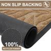 imageSmiry Front Door Mat Indoor Outdoor Entrance Heavy Duty Natural Rubber Trap Dirt and Moisture NonSlip Doormats Low Profile Easy Clean Patio Porch Entryway Mat 295x17 Ocean BlueCoffee
