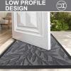 imageSmiry Front Door Mat Indoor Outdoor Entrance Heavy Duty Natural Rubber Trap Dirt and Moisture NonSlip Doormats Low Profile Easy Clean Patio Porch Entryway Mat 295x17 Ocean BlueSilver Grey