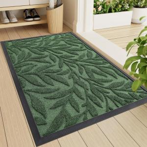 imageSmiry Front Door Mat Indoor Outdoor Entrance Heavy Duty Natural Rubber Trap Dirt and Moisture NonSlip Doormats Low Profile Easy Clean Patio Porch Entryway Mat 295x17 Ocean BlueGreen
