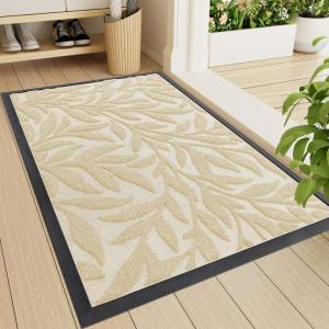 imageSmiry Front Door Mat Indoor Outdoor Entrance Heavy Duty Natural Rubber Trap Dirt and Moisture NonSlip Doormats Low Profile Easy Clean Patio Porch Entryway Mat 295x17 Ocean BlueBeige