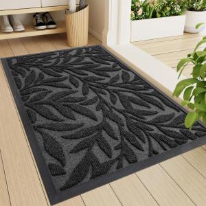 imageSmiry Front Door Mat Indoor Outdoor Entrance Heavy Duty Natural Rubber Trap Dirt and Moisture NonSlip Doormats Low Profile Easy Clean Patio Porch Entryway Mat 295x17 Ocean BlueBlack