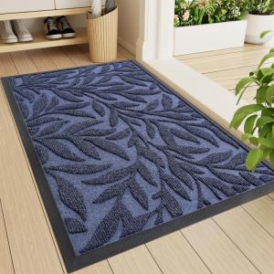 imageSmiry Front Door Mat Indoor Outdoor Entrance Heavy Duty Natural Rubber Trap Dirt and Moisture NonSlip Doormats Low Profile Easy Clean Patio Porch Entryway Mat 295x17 Ocean BlueNavy
