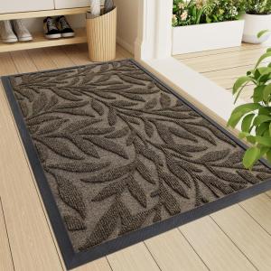 imageSmiry Front Door Mat Indoor Outdoor Entrance Heavy Duty Natural Rubber Trap Dirt and Moisture NonSlip Doormats Low Profile Easy Clean Patio Porch Entryway Mat 295x17 Ocean BlueBrown