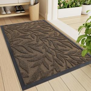 imageSmiry Front Door Mat Indoor Outdoor Entrance Heavy Duty Natural Rubber Trap Dirt and Moisture NonSlip Doormats Low Profile Easy Clean Patio Porch Entryway Mat 295x17 Ocean BlueMix Brown