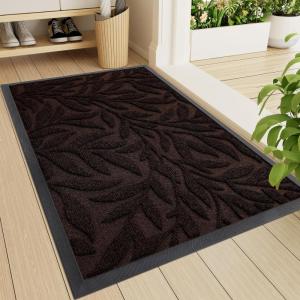 imageSmiry Front Door Mat Indoor Outdoor Entrance Heavy Duty Natural Rubber Trap Dirt and Moisture NonSlip Doormats Low Profile Easy Clean Patio Porch Entryway Mat 295x17 Ocean BlueDark Brown